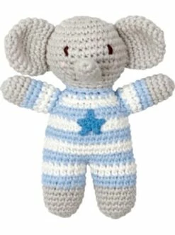 Blitzangebot 🎁 Spielzeug Die Spiegelburg Häkel-Rassel Elefant BabyGlück, Hellblau Günstig Kaufen 🔥